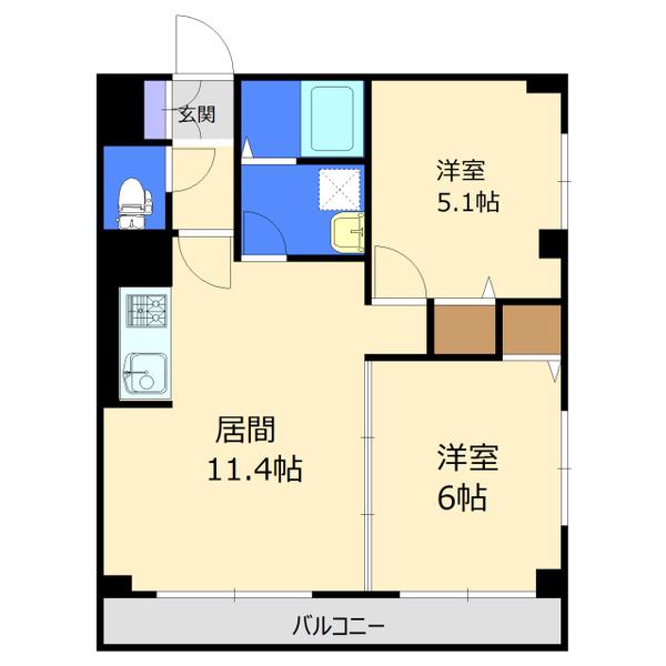 メゾンド厚別(2LDK/2階)の間取り写真