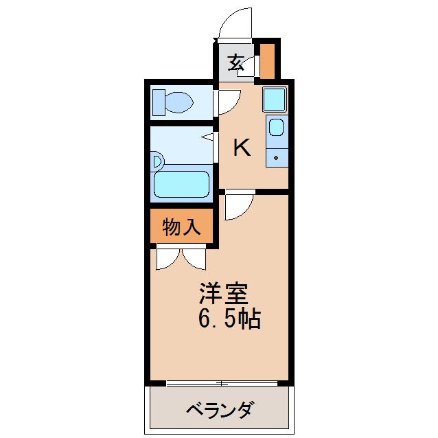 セントラルホーム千早(1K/2階)の間取り写真