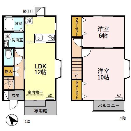カーサ石原瀬 I(2LDK/2階)の間取り写真