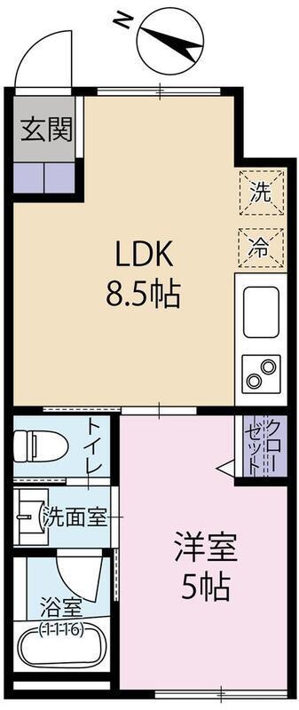 CASA AZURE 上石神井(1LDK/1階)の間取り写真