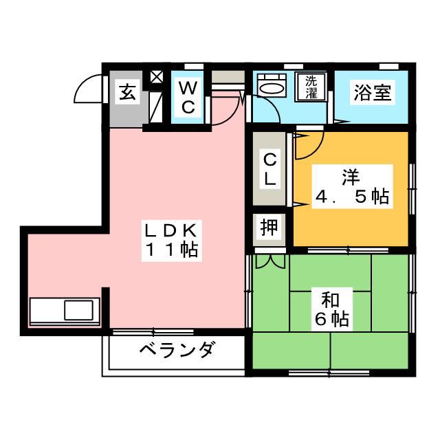 ガーデンテラス広明町(2LDK/1階)の間取り写真