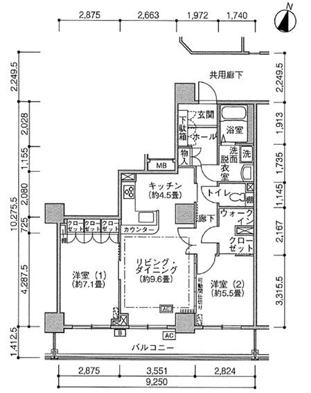 Jタワー西大井(2LDK/21階)の間取り写真