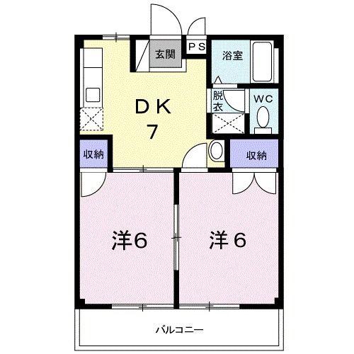 サンビレッジ(2DK/2階)の間取り写真