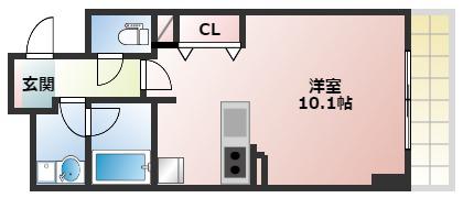 BRAVI南堀江(ワンルーム/10階)の間取り写真