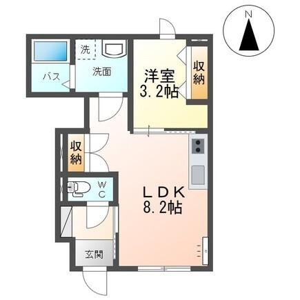 ハニービートル(1LDK/1階)の間取り写真