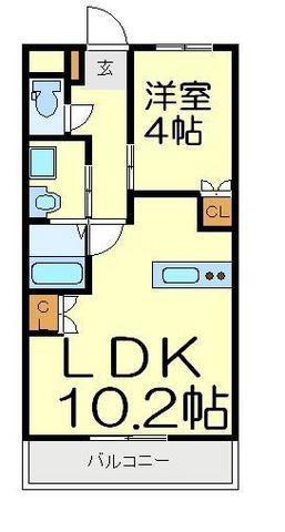 オーピュール(1LDK/3階)の間取り写真