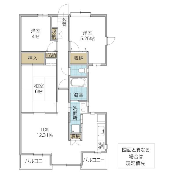 リッシェル筑波(3LDK/4階)の間取り写真