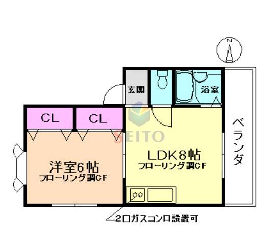 ハイツ西田(1LDK/3階)の間取り写真