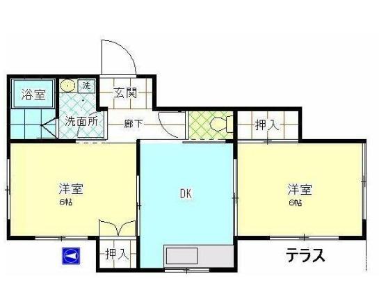リンカン21N1(2DK/1階)の間取り写真
