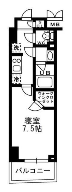  レジディア亀戸-(1K/8階)の間取り写真