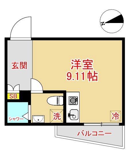 ガレット藤崎(ワンルーム/3階)の間取り写真
