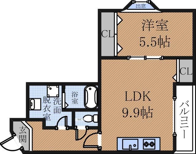 リバーライズ本町橋(1LDK/10階)の間取り写真