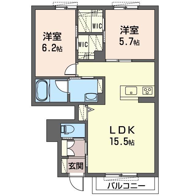 メリッサ(2LDK/1階)の間取り写真