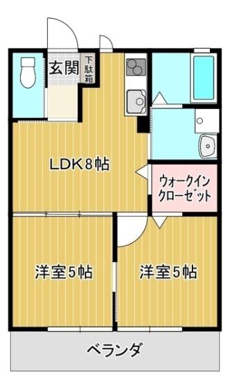 ピュアコートB棟(2LDK/2階)の間取り写真