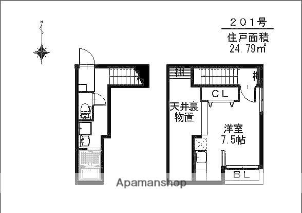 セレス姪浜(ワンルーム/2階)の間取り写真
