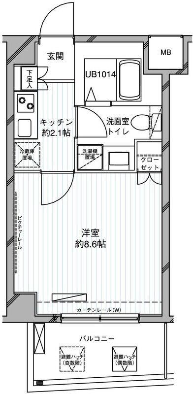 ウェルストーン八幡山(1K/2階)の間取り写真