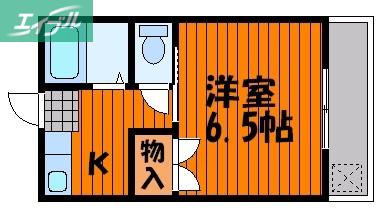 レクサス十日市 I(1K/2階)の間取り写真