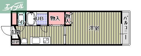 センチュリー東中央(1K/3階)の間取り写真