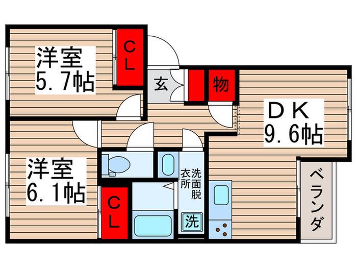 ラフレシール(2DK/2階)の間取り写真