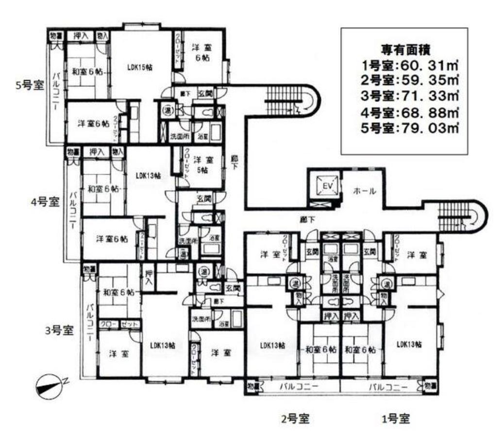 リッツコート北仙台(3LDK/1階)の間取り写真