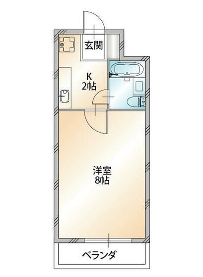 中庭ビル(1K/2階)の間取り写真