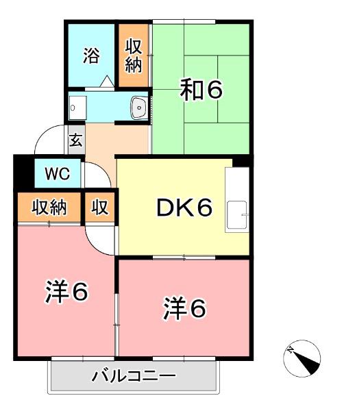 サンコーポ小野B棟(3DK/1階)の間取り写真