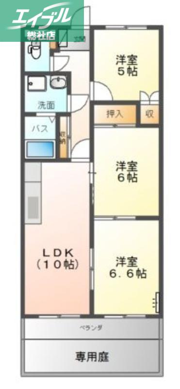 シャトレーン(3LDK/1階)の間取り写真