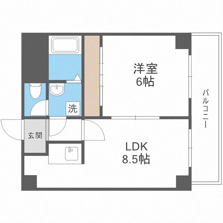 パシフィック花園町(1LDK/5階)の間取り写真