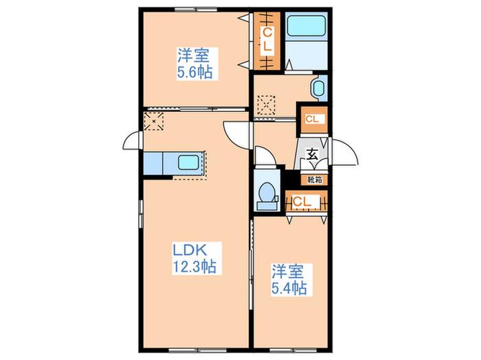 プラザ平岸(2LDK/2階)の間取り写真