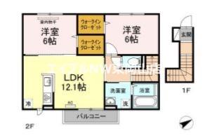 アメージング高屋(2LDK/2階)の間取り写真