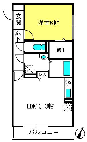 PREMIUM(1LDK/2階)の間取り写真