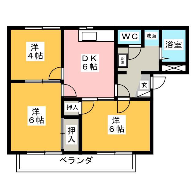 フレグランスムシガ A(3DK/2階)の間取り写真