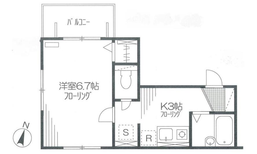ハイムかしの木(1K/2階)の間取り写真