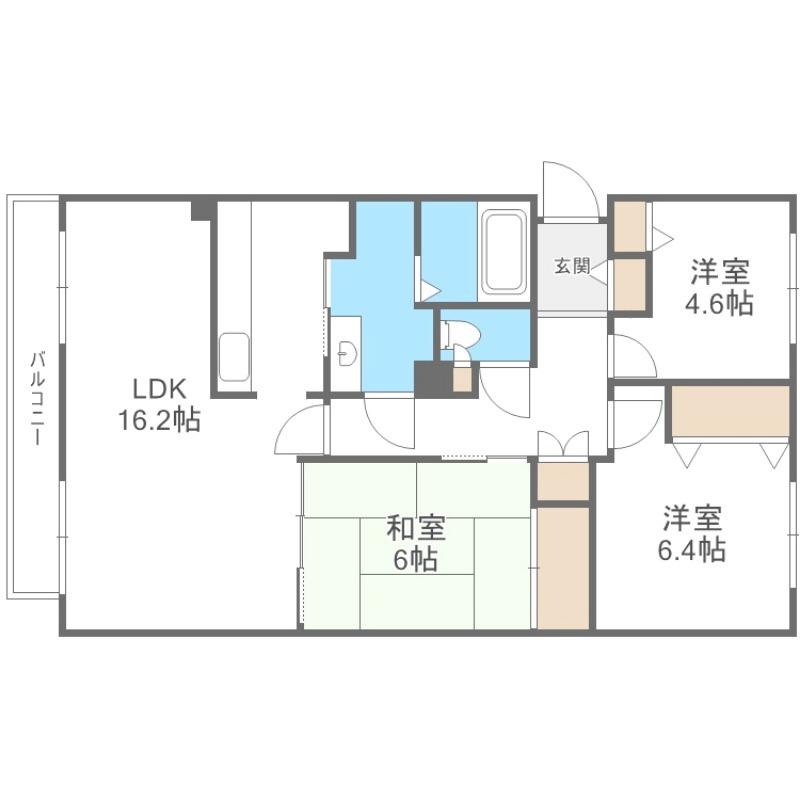 発寒パークマンション(3LDK/6階)の間取り写真