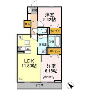 北葛西ハイツI(2LDK/1階)の間取り写真