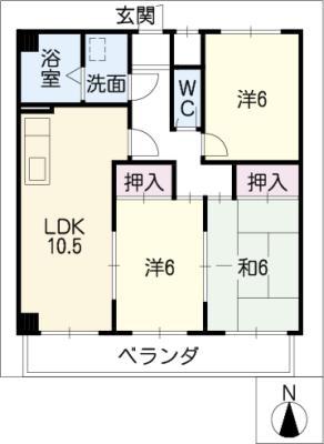 カルムメゾン(3LDK/1階)の間取り写真