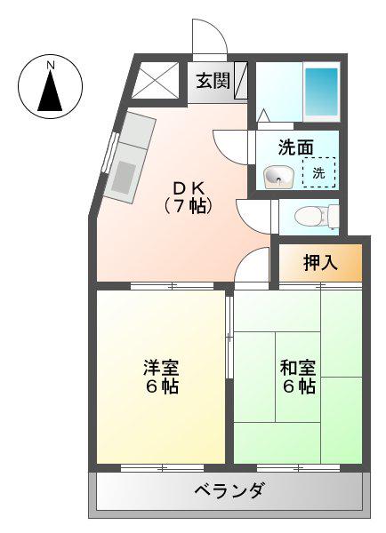 ピュア10(2DK/2階)の間取り写真