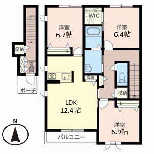 HANA(3LDK/1階)の間取り写真