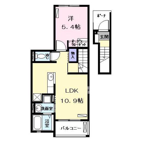 ブリッサ港西II (1LDK/2階)の間取り写真