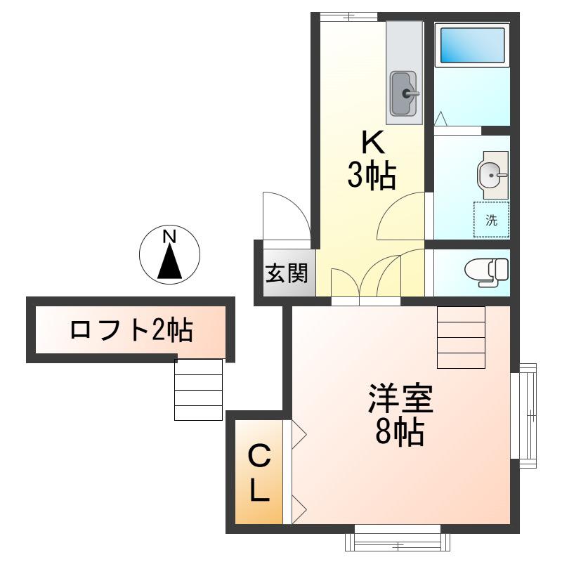 ダイヤ14鈴川(1K/1階)の間取り写真