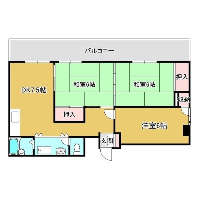 ブリックハウスノザキ(3LDK/4階)の間取り写真