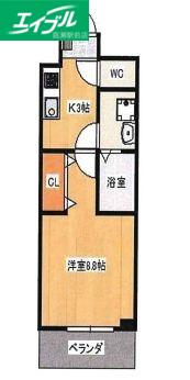 BELLA CASA FELICE(1K/4階)の間取り写真
