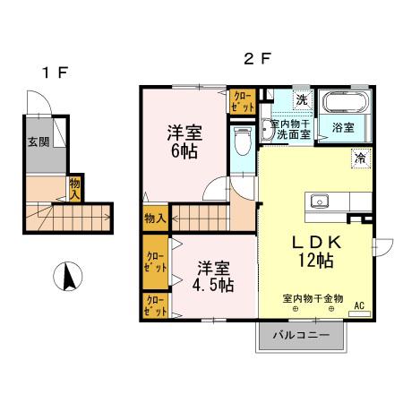 オリーブハウスTKN(2LDK/2階)の間取り写真