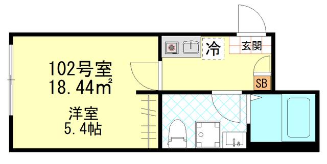 エアフォルク新小岩(1K/1階)の間取り写真