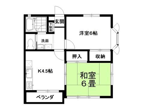 サガミハイツ(2K/2階)の間取り写真