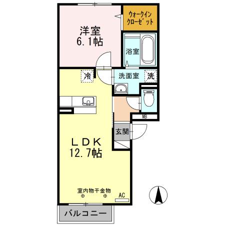 クレア・ド・ルーン(1LDK/3階)の間取り写真