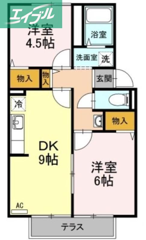 プレジール大樹(2DK/1階)の間取り写真
