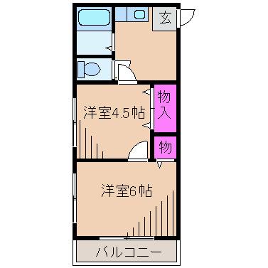 リバーサイド井上(2K/2階)の間取り写真