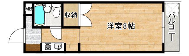 広島電鉄宮島線 楽々園駅 徒歩14分 3階建 築34年(ワンルーム/2階)の間取り写真