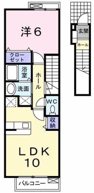 エトワール相武台(1LDK/2階)の間取り写真